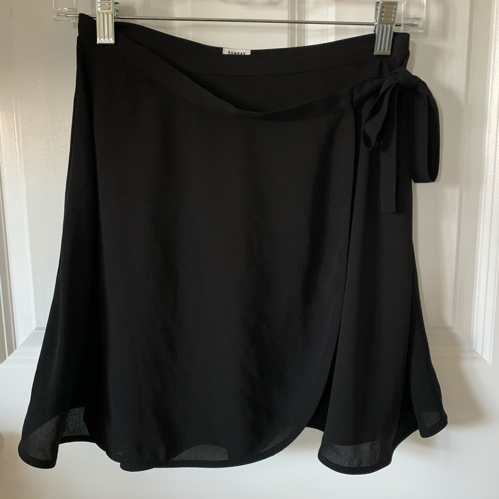 EUC Black Sunday Best Ariel Wrap Mini Skirt Size 2